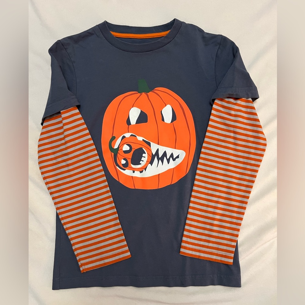 Mini Boden Pumpkin Long Sleeve Tee glow in dark size 8